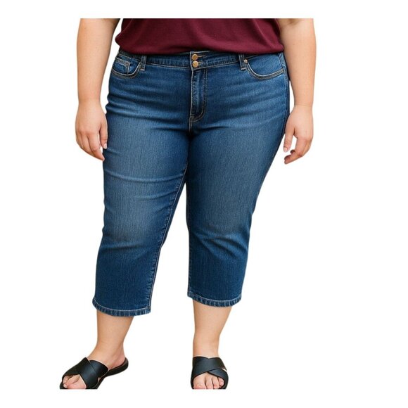 American Rag Cie Denim - American Rag Cie Womens Cropped Denim Jeans Embellished Back Pockets Size 18